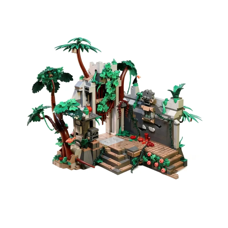 1391pcs MOC Adventurers Jungle Temple Ruins Model Building Blocks Toy DIY Art Display Craft Collection Creative Birthday 3D Idea
