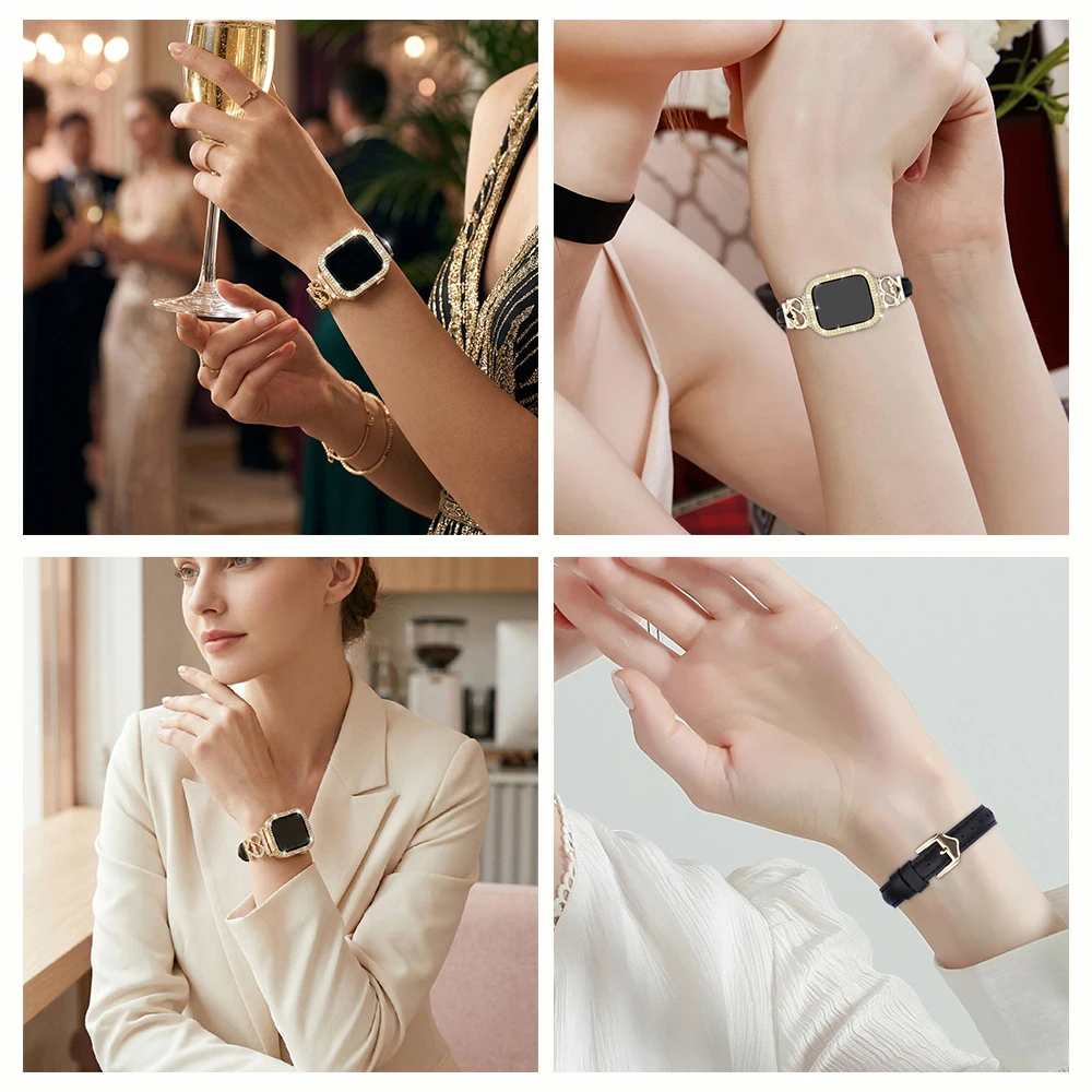 watch band+case for Apple Watch 40/41/44/45/42/46mm, elegant Love strap+sparkling diamond protective case.for Series11 10 987654 - view 5