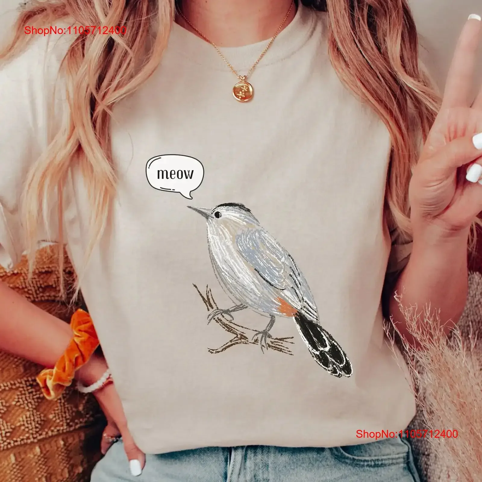 CatBird T Shirt birdwatching shirts birding birder hoodie vintage Washed fashion Casual streetwear Stylish Stretched Slightly