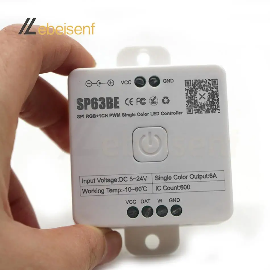 Sp63be Spi Rgb + Pwm Enkele Kleur Led Controller Dc 5V 12V 24V 2 In 1 Slimme Bluetooth Muziek Magische Dimmer & 2.4G Rf Touch Afstandsbediening