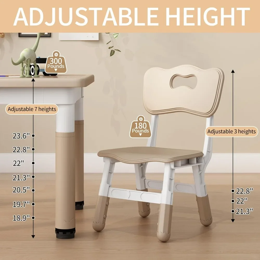 Ensemble de table et chaise réglables pour enfants, tables pour enfants de 2 à 8 ans, bureau graffiti, table pour enfants avec 4 sièges, recommandé