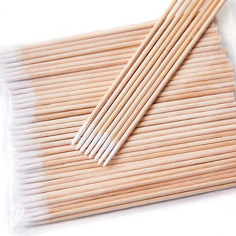 100/300/500Pcs Disposable Cotton Swab Lint Free Micro Brushes Wood Cotton Sticks Ear Clean Eyelash Extension Glue Removing Tool