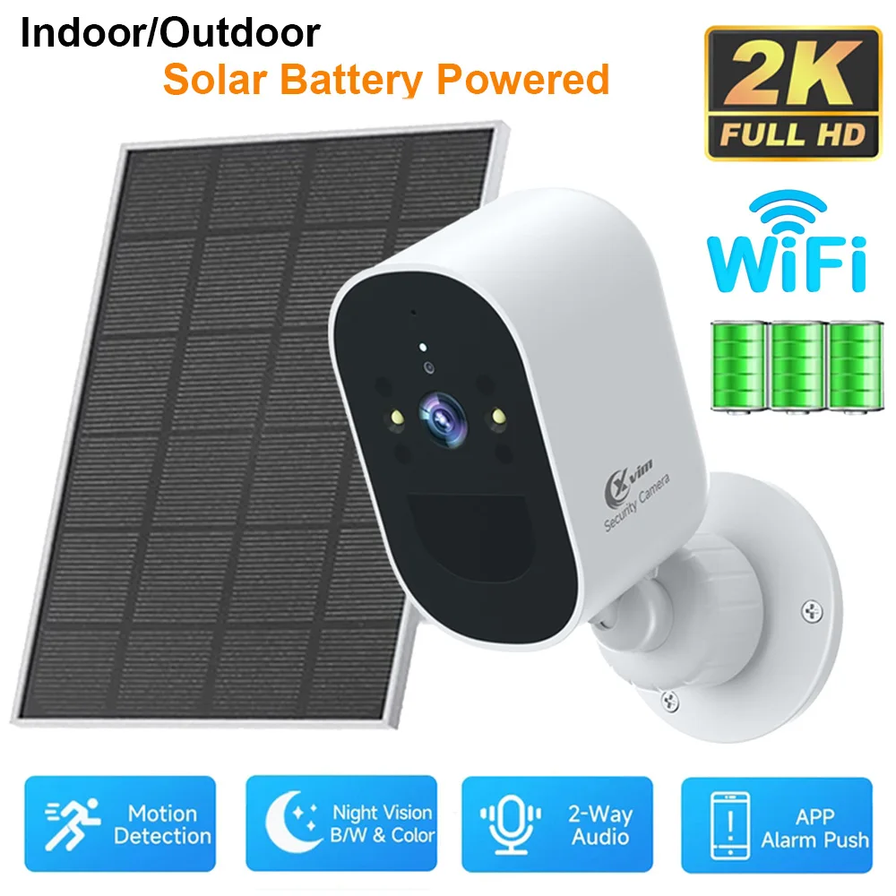 1080P WiFi Camera Solar Battery Outdoor Wireless Solar Powered Security Camera AI Motion Detection Two Way Audio Night Vision
