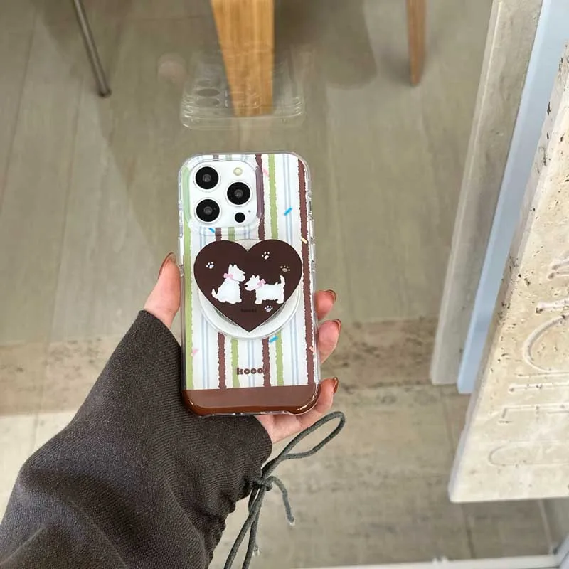 

Cute Dog Stand holder Phone Case Stripe For Iphone 17Pro 17 16ProMax 13 14 15 16 Pro Max 16Pro 15ProMax 15Pro 14Pro Cover Fundas