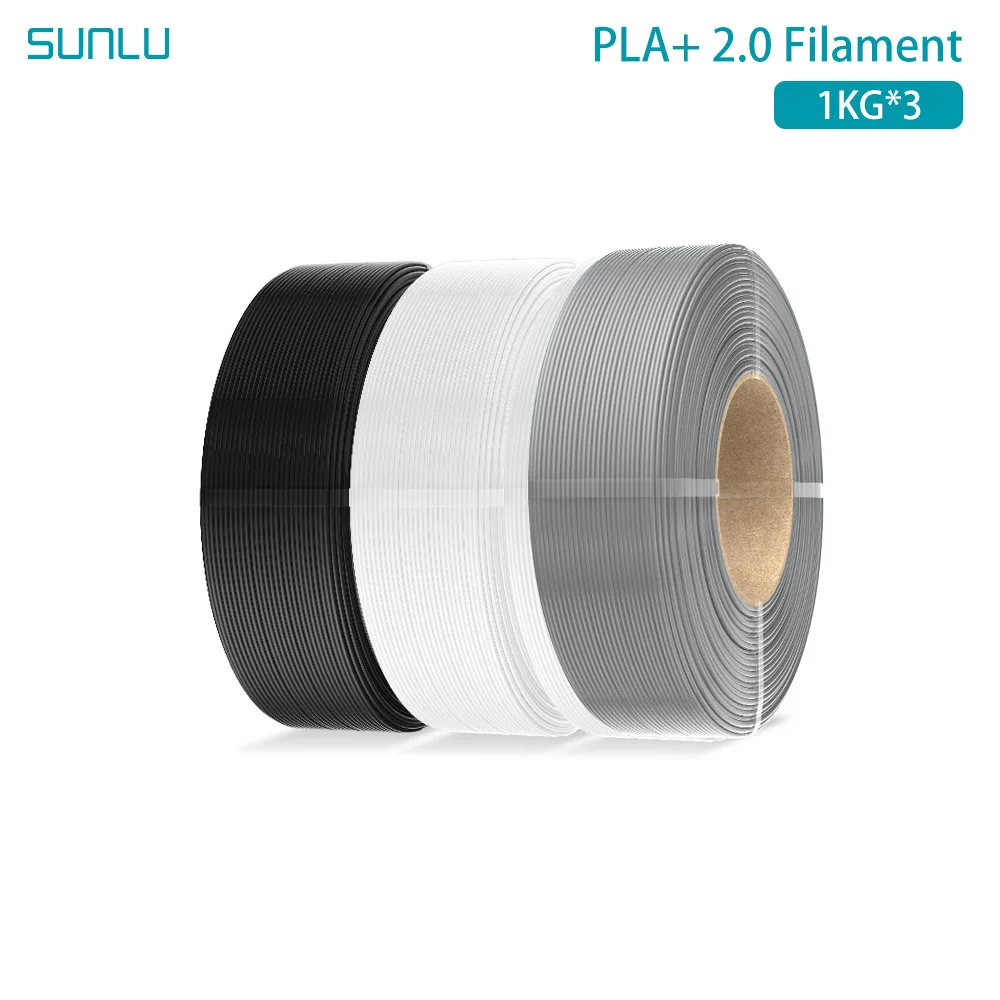 SUNLU 3KG PLA+2.0 3D-printer filament navulling, hoge sterkte PLA+ filament bundel, geen spoel navulling 1.75mm voor herbruikbare Bambu Lab