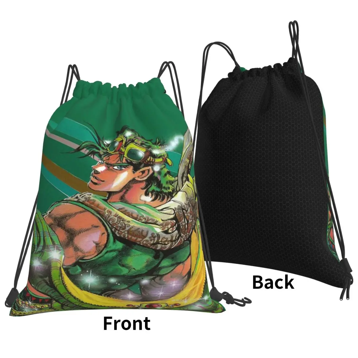 Jojo Bizarre Adventure Joseph Joestar Backpacks Casual Drawstring Bundle Pocket Shoes Bag Book Bags for Travel Students