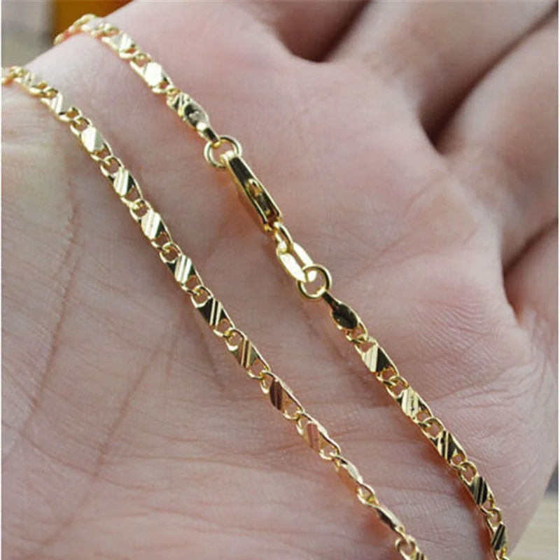 Exquisite Fashion 18K Gold Color Filled Necklace For Women Men Size 16-30 Inch Jewelry Chain Wholesale