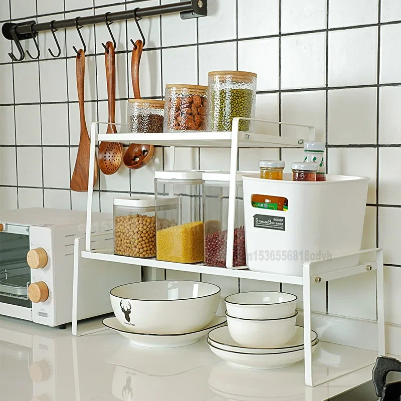 

Japanese-Style Simple Shelf: Detachable Countertop Spice Rack, Kitchen Organizer, Layered Storage Solution, Kitchen Shelf