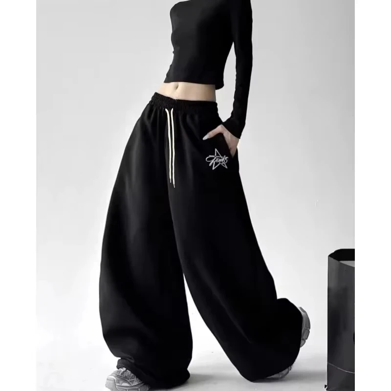 Unisex Sommer Schnelltrocknende Hip-Hop Lange Hose mit Stern- und Buchstabendruck, Lose Weite Hose, Streetwear Freizeithose für Männer und Frauen – Detail 3