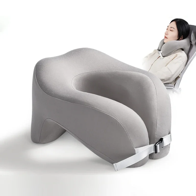 Almohada de viaje en forma de U de espuma viscoelástica pura para el cuello, para avión, oficina, siesta, almohadas cervicales, soporte para la cabeza y el cuello durante el vuelo.