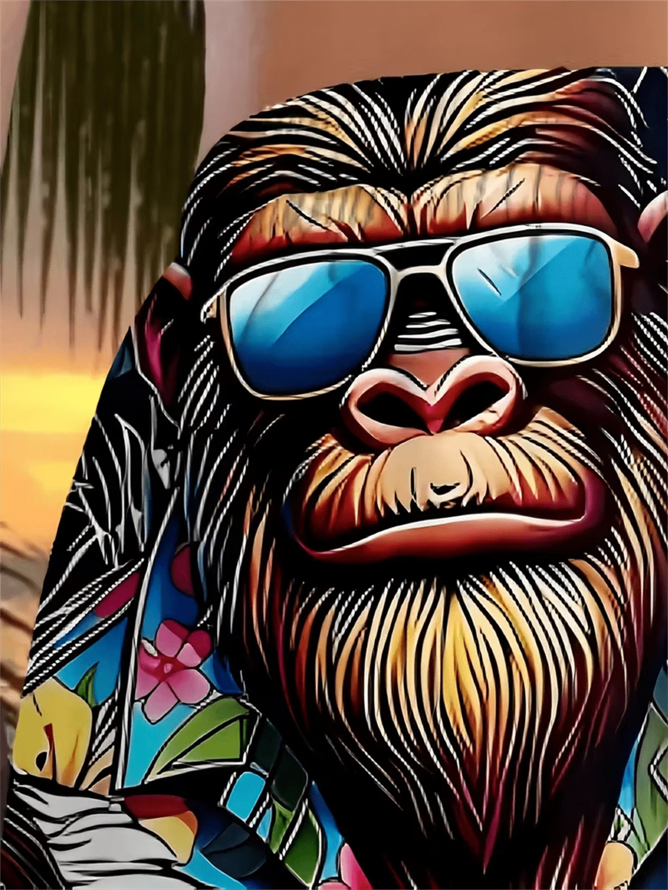 Men's 3D Gorilla Print Beach Shorts - Lightweight Polyester Drawstring Waist Casual Swim Trunks, Suitable For Summer, Golf, Fishing, Basketball, Gym And Outdoor Activities, Bold Graphic Design, Swimwear Shorts - view 5