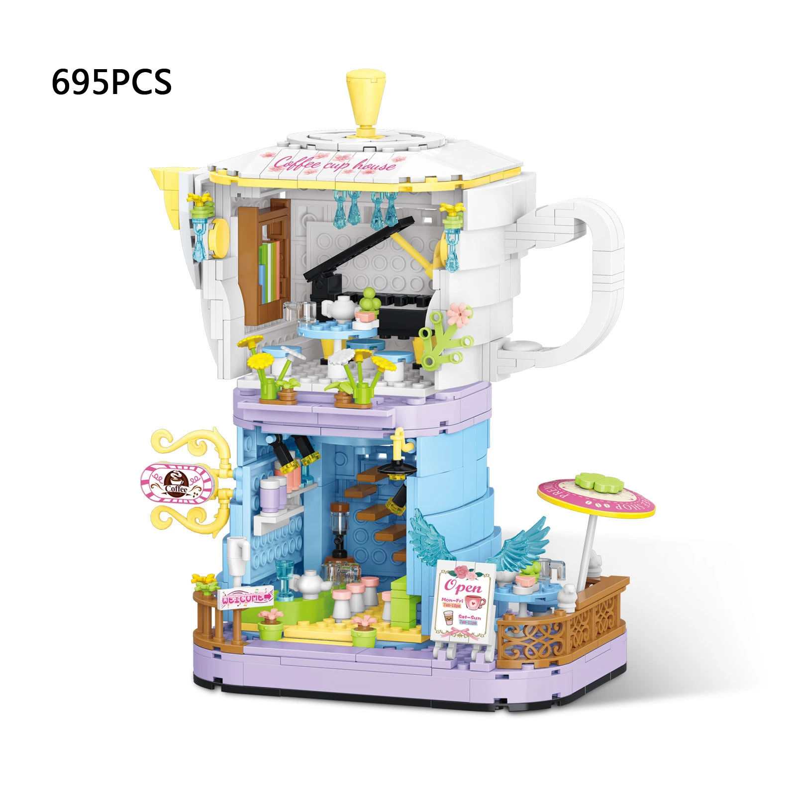 Creative Streetscape Architecture Coffee Shop Mini Block City Street View Cafe House Construction Building Brick Toys For Gifts