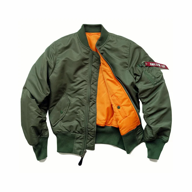 

American Thickened Baseball Jacket Pilot MA1 Green Military Coat Large Size Collar Workwear Outerwear for Men Winter Fashion