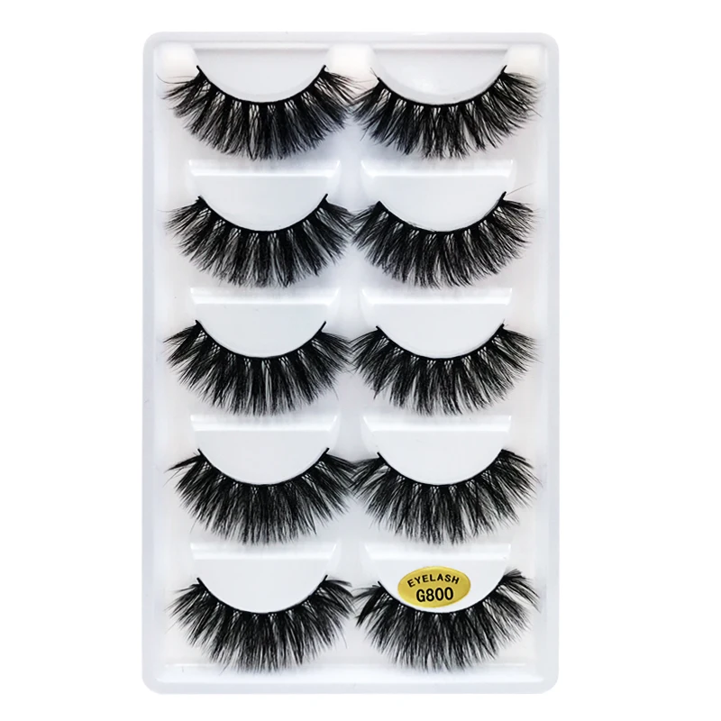 5 Pairs/Tray Multi-layer texture Reusable and soft fluffy cotton band flexible Full strip eyelashes with customizable