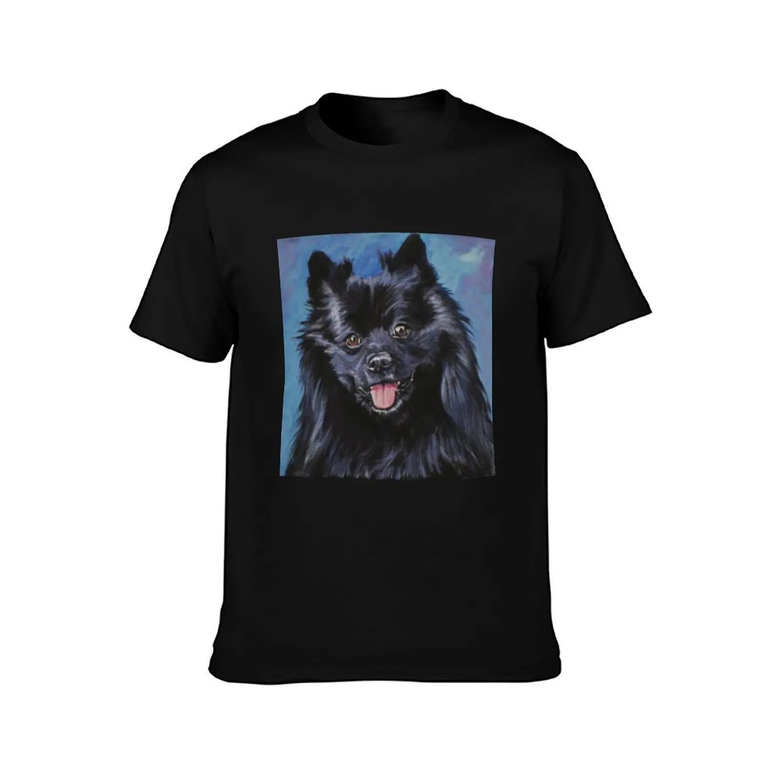 German Spitz Fine Art Painting T-Shirt, Summer Casual Cotton Tee, Oversized Streetwear Tops, Vintage Graphic Print, 100% Cotton