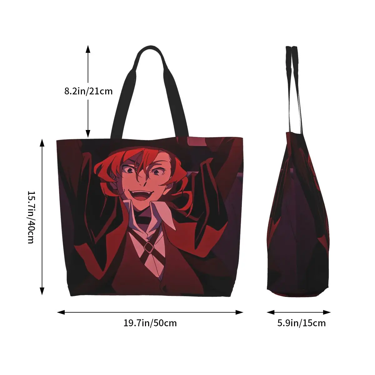 Bungou Stray Dogs Chuuya Nakahara Shopping Tote Bag Canvas Large Capacity Shoulder Bags Shopper Grocery Handbag for Women