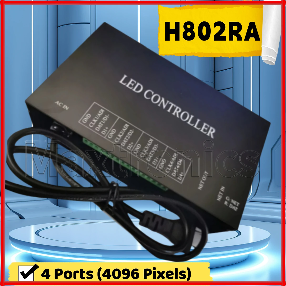 (4096 Pixels) Artnet Eternet to SPI Pixel Controller H802RA 4 Ports AC110V-220V Support MADRIX Jinx For WS2811 WS2812 LED Lamp