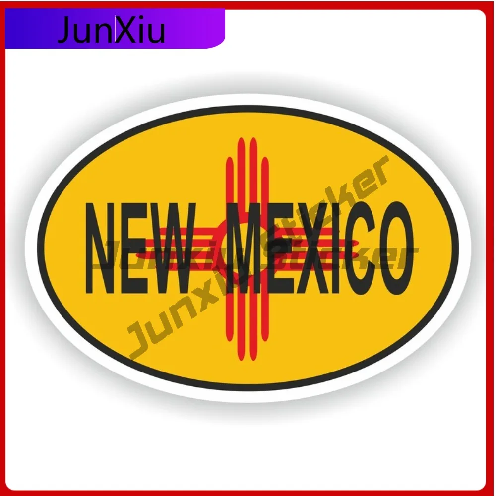 

New Mexico Usa City Oval Sticker With National Flag Badge Sticker Decorative Scratch Cover Car Decoration Custom Decals Personal