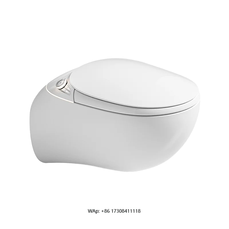 مرحاض ذكي على شكل بيضة، درع إسفنجي قابل للطي أوتوماتيكي بالكامل، تعقيم من نوع السيفون، ميزة ساخنة فورية