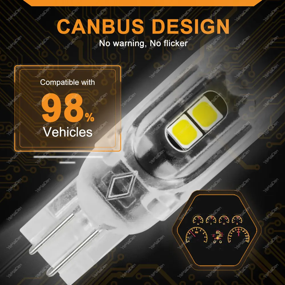 2/4/10/20 قطعة فلاش ستروب T10 W5W LED Bulb12V 2835-5SMD 6500K الأبيض سيارة الداخلية قبة خريطة الجذع لوحة ترخيص إسفين أضواء جانبية #5