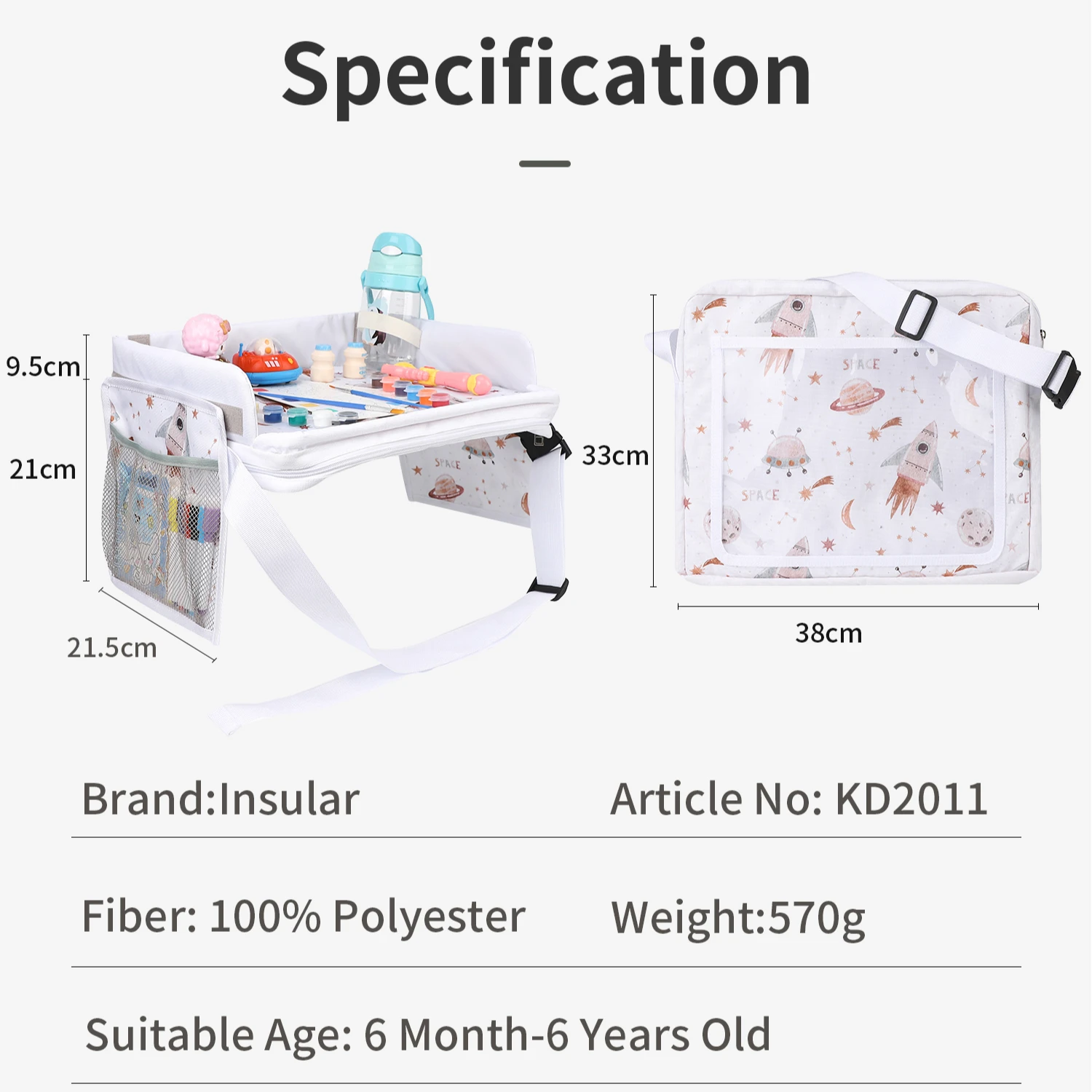 INSULAR Writing Board Kids Travel Tray Toy Storage Bag Tablet Computer Fixed Bag Child Drawing Board Portable Multi-functional