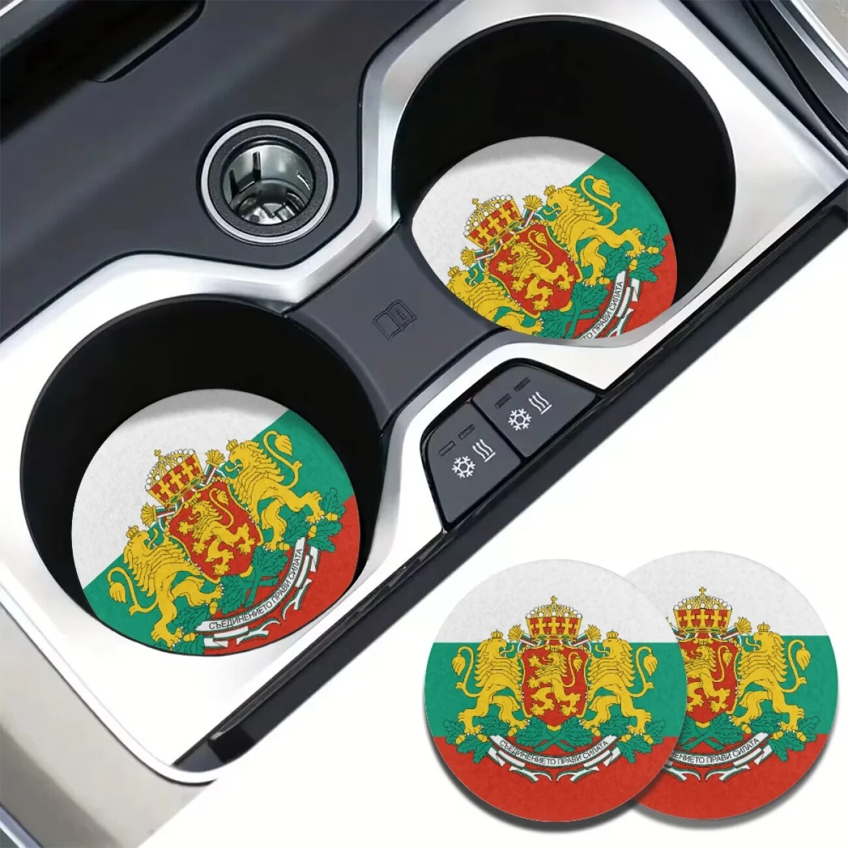 New Bulgaria Country Flag Pattern Water Coaster Polyester Dirt Resistant Premium Cloth 2pcs Cup Pad Universal Fit Auto Truck Van