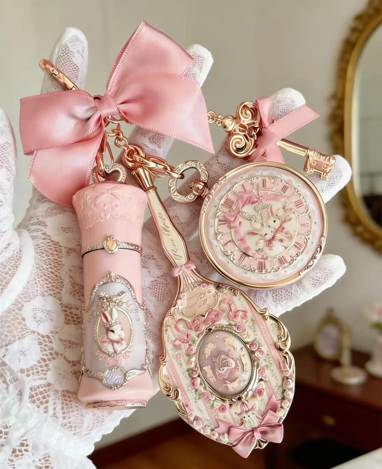 [Nouveau] Ensemble de baume à lèvres anti-fissures mignon en forme de cœur de fille de jardin de Bonnie Rabbit, crème à lèvres en forme de nuage