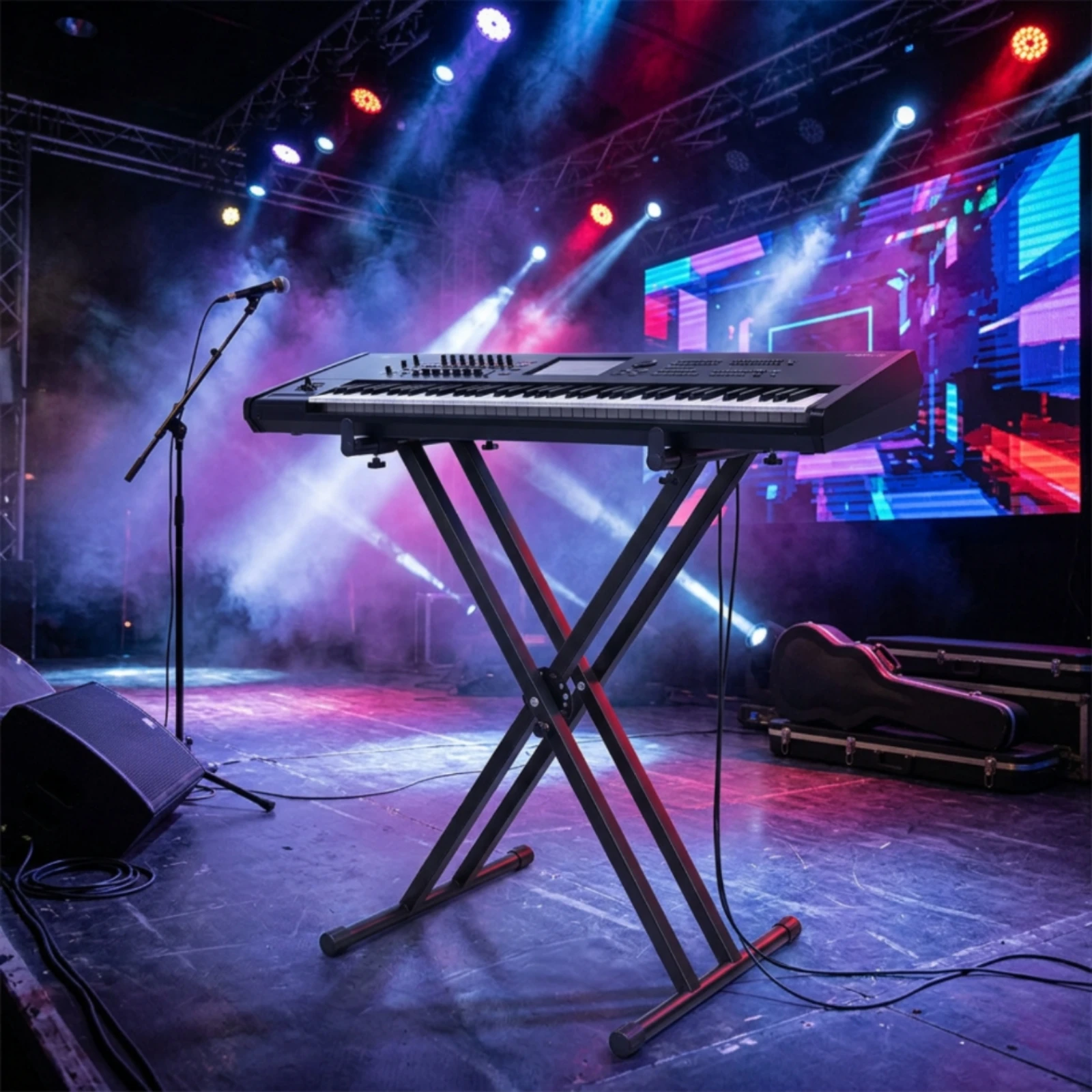 X-Shaped Keyboard Stand Adjustable Height Electronic Keyboard Stand Double-Braced Non-Slip for Keyboardists, Home Studio, Stage view 5