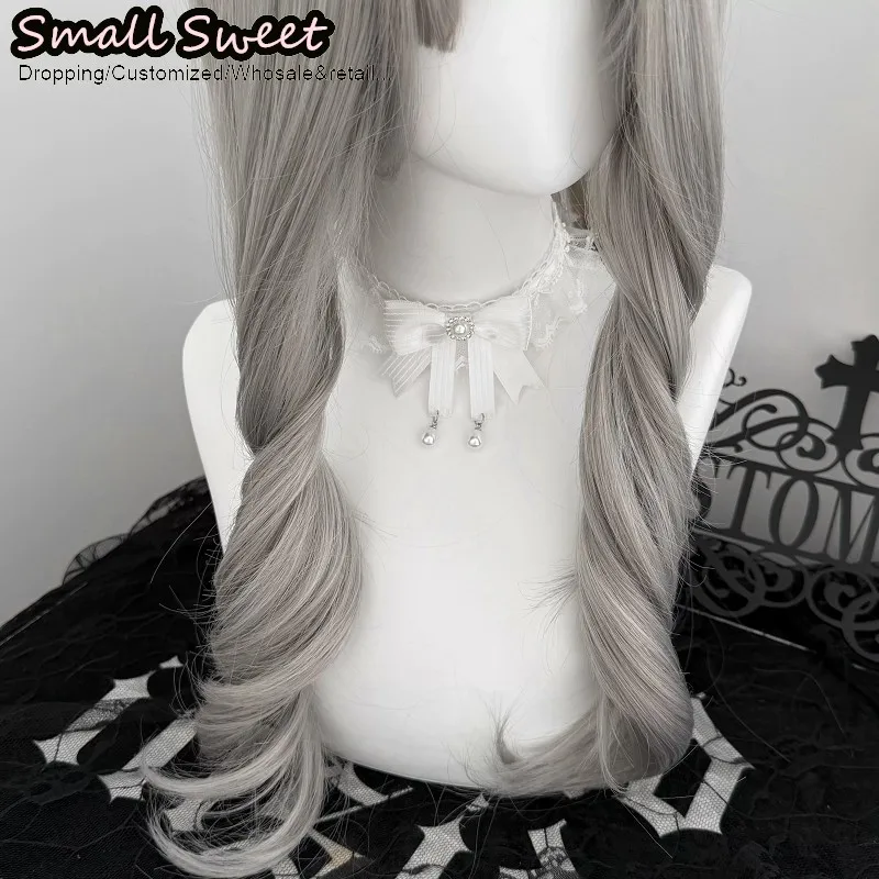 Original Gothic Lolita Y2K Girl Lace Ruffle Ribbon Subculture Bow Pearl Pendant Necklace Harajuku Japanese Style Fashion Choker