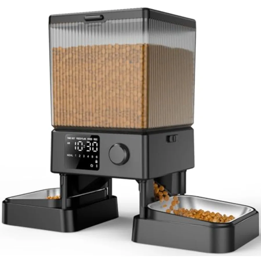 

Автоматическая кормушка для кошек на 2 кошки, 20 стаканов/5 л, автоматический дозатор корма для мелких домашних животных, комнатная кормушка с таймером для сухого корма