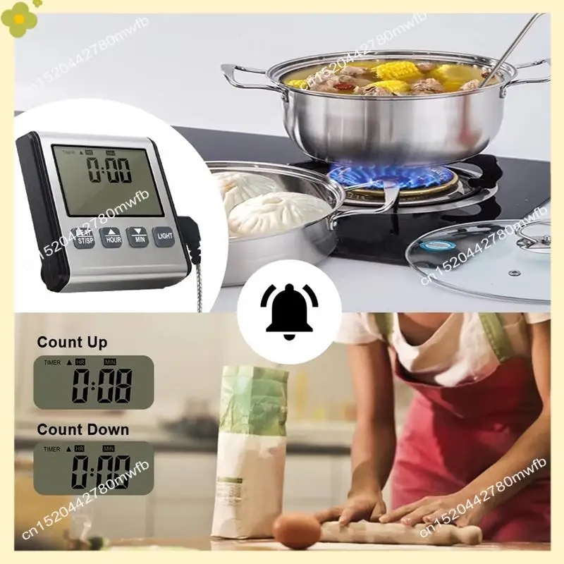 LDHL TP710 Digital Timing Food Thermometer Temperature Meter With Timer-Function Meat Probe Electronic Kitchen Tools For BBQ