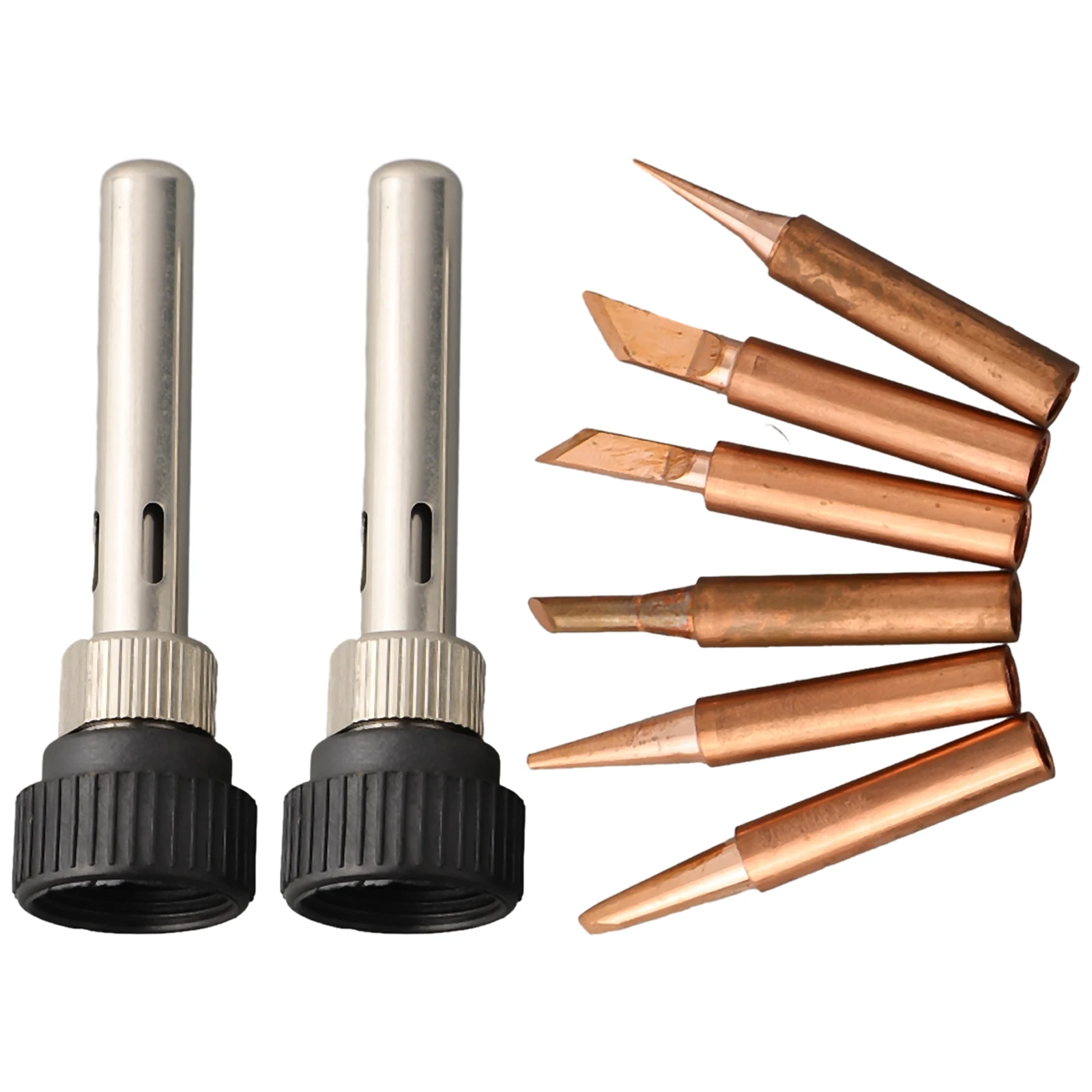 

8PCS Copper 900M-T Soldering Iron Tip & Handle Set For Soldering Station Workshop Equipment Power Tools Welding Soldering Tool