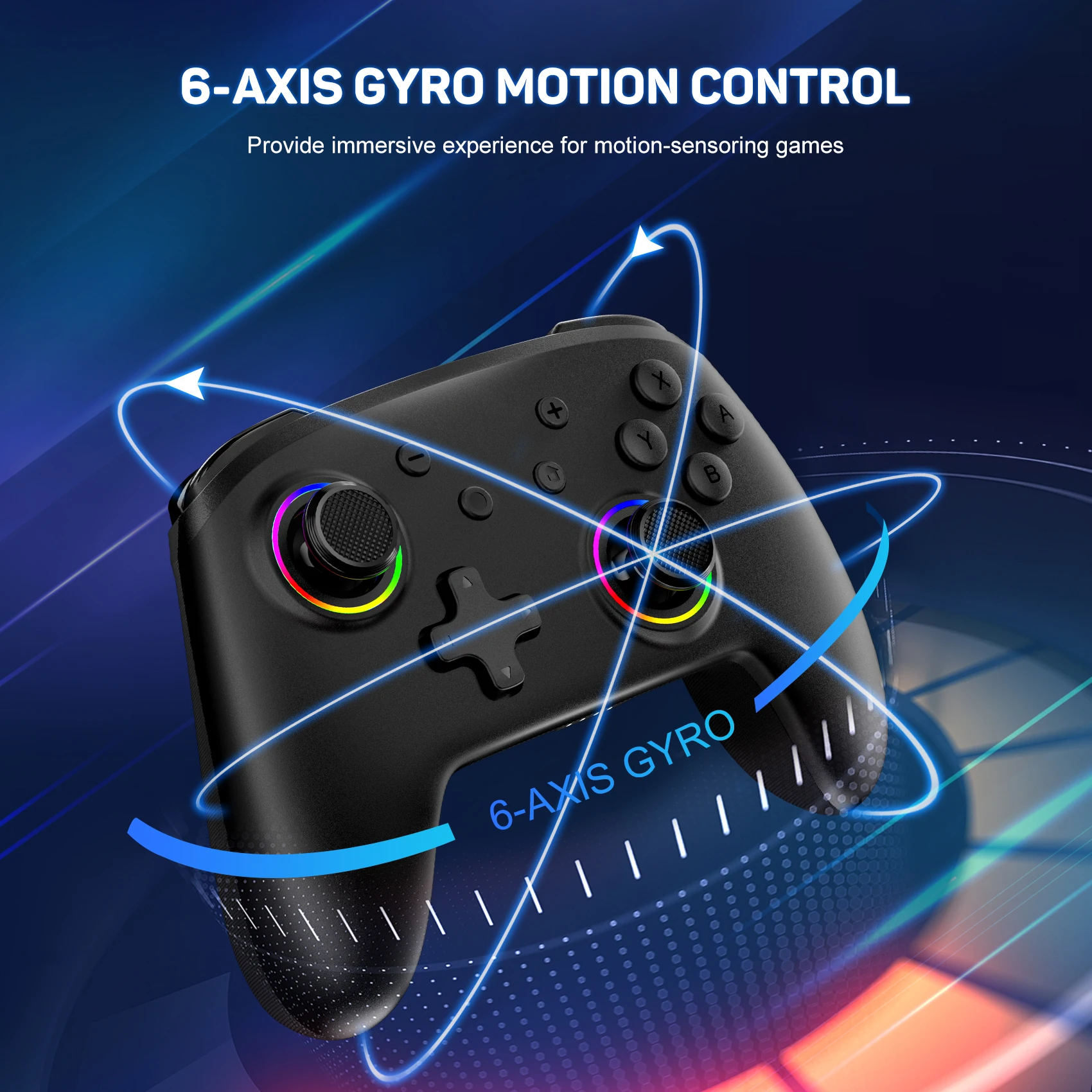 LinYuvo Wireless Controller (No Deadzone) for Switch/Lite/OLED,with Vibration, Motion, Turbo,Metal Joystick and LED Light KS32