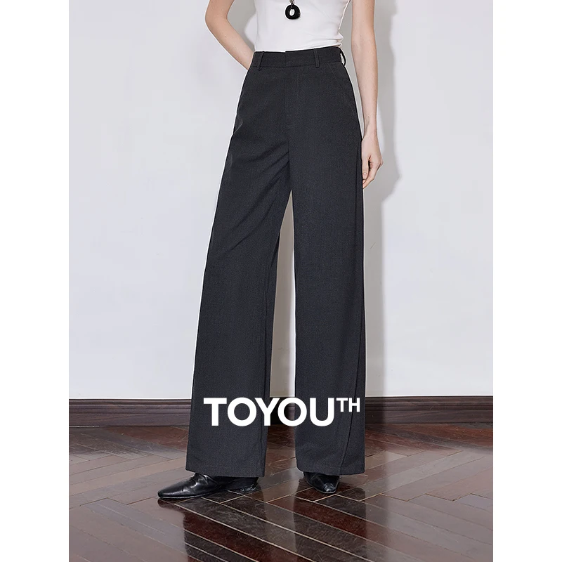 TOYOUTH Women Wide Leg Pants 2025 Spring New High Waist Straight OL Workwear Casual Suit Pants