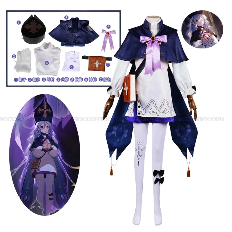 

Honkai: Star Rail Cosplay Dubra Cos Clothing The Scribe Cosplay Costume Purple Dress Full Set Women Halloween Party Cosplay Suit