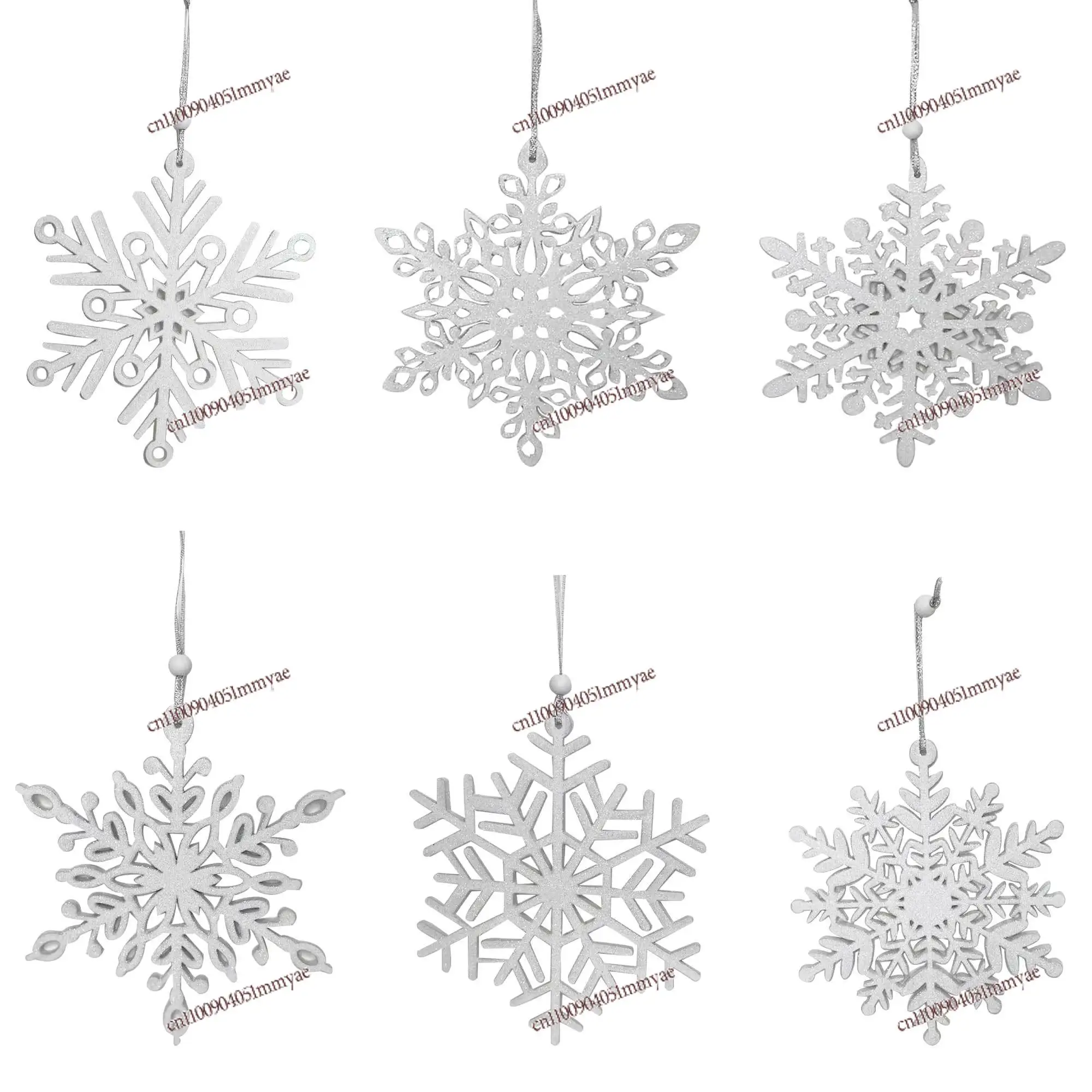 Christmas snowflake 6 sets wooden 12cm hanging pendant