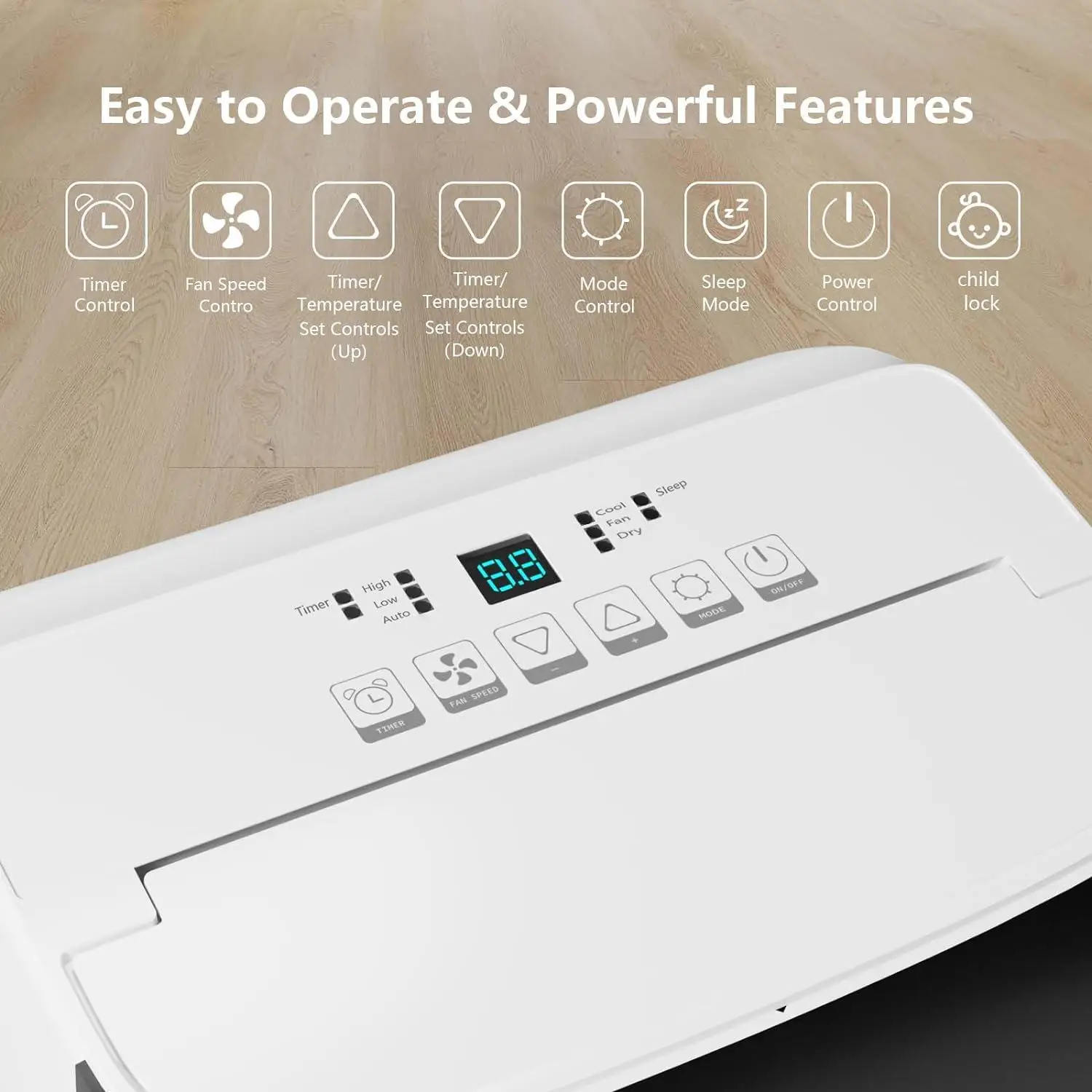 Ultra Quiet 14,000 BTU 3-in-1 Portable Air Conditioner – Powerful Cooling, Dehumidifier & Fan – Remote, 24H Timer, Easy Setup – Ideal for Bedroom, Large Rooms up to 750 Sq Ft