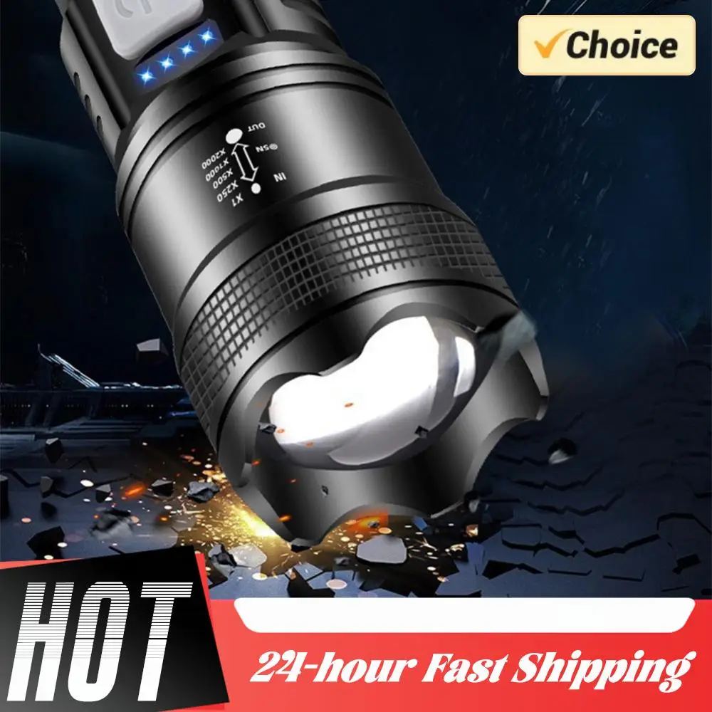 

XHP50 High Power Flashlight Power Display Zoomable Flashlight 300LM Handheld LED Flashlight Mobile Power Bank for Camping Hiking