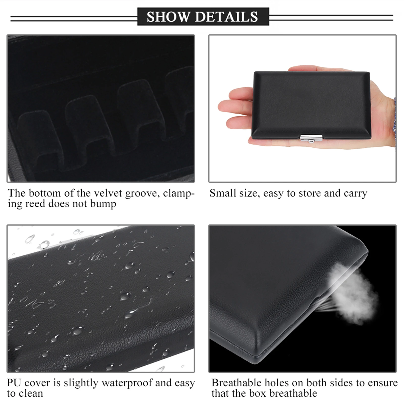 Wooden Bassoon Reeds Case Bassoon Accessory Bassoon Reeds Box Black Bassoon Container Box Case with Slots for Reeds