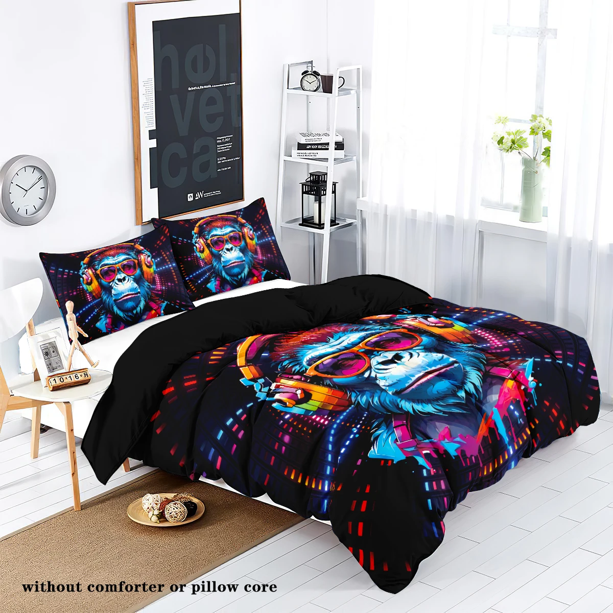 3pcs polyester Cartoon Monkeys Animals Duvet Cover Set (1 duvet cover+2 pillowcases, no core)