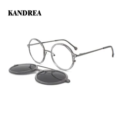 KANDREA Round Metal Vintage Magnet Polarized Sunglasses Women Men Retro Glasses Frame Optical Prescription Eyeglasses 69958