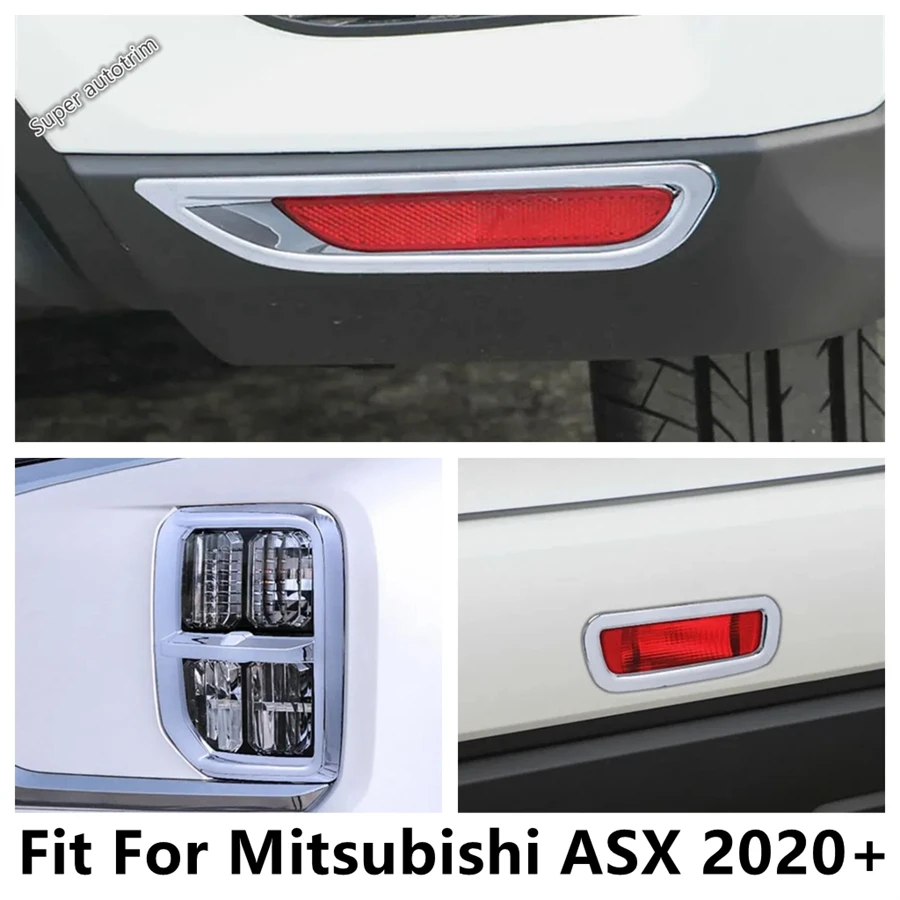 

Car Front Rear Fog Parking Lights Brake Lamps Frame Decorative Cover Trim For Mitsubishi ASX 2020 2021 ABS Chrome Accessories