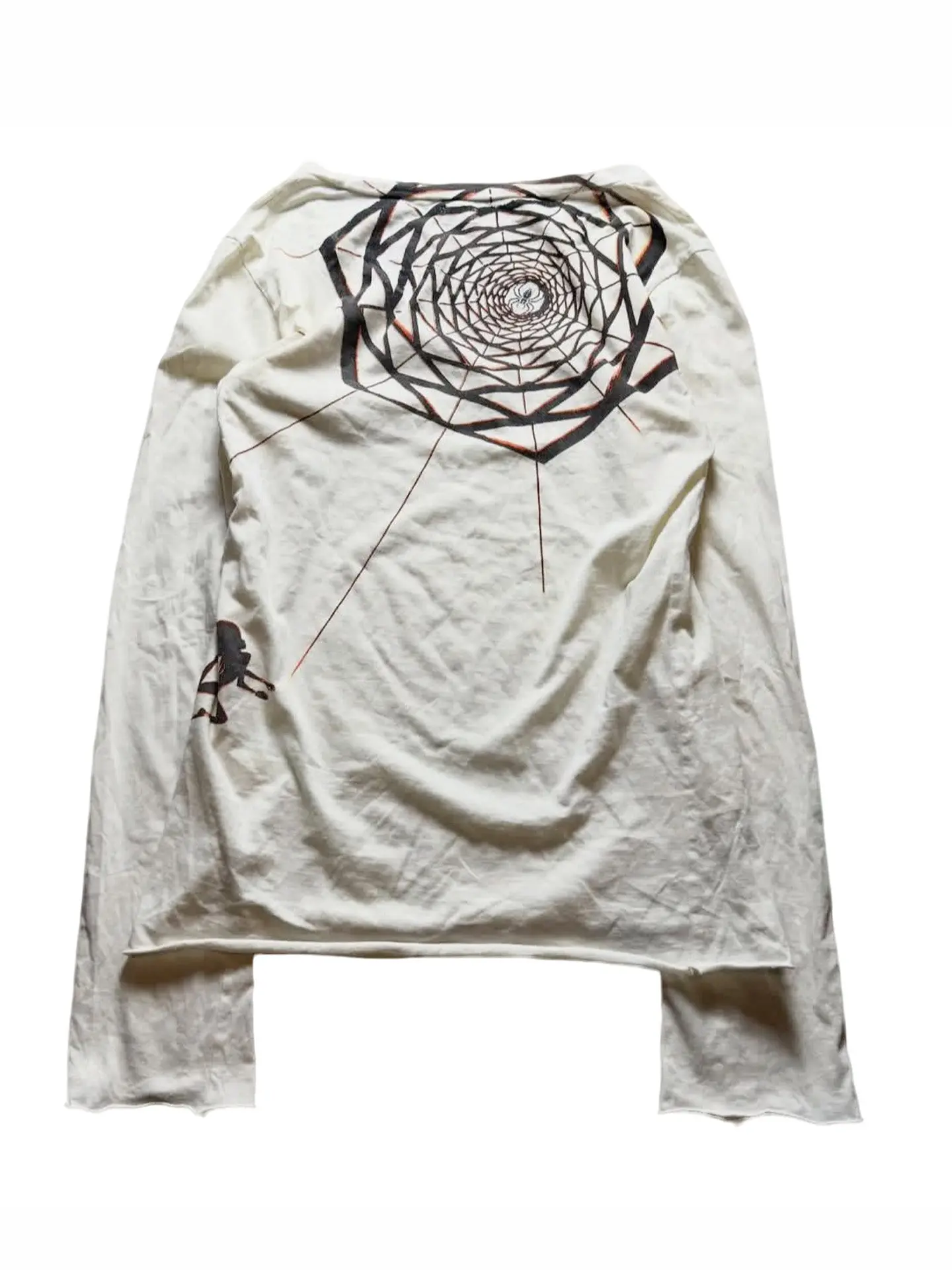 FANTASTION LGB Visual Gothic Textured Spiderweb-Coated Long-Sleeve T-Shirt tops