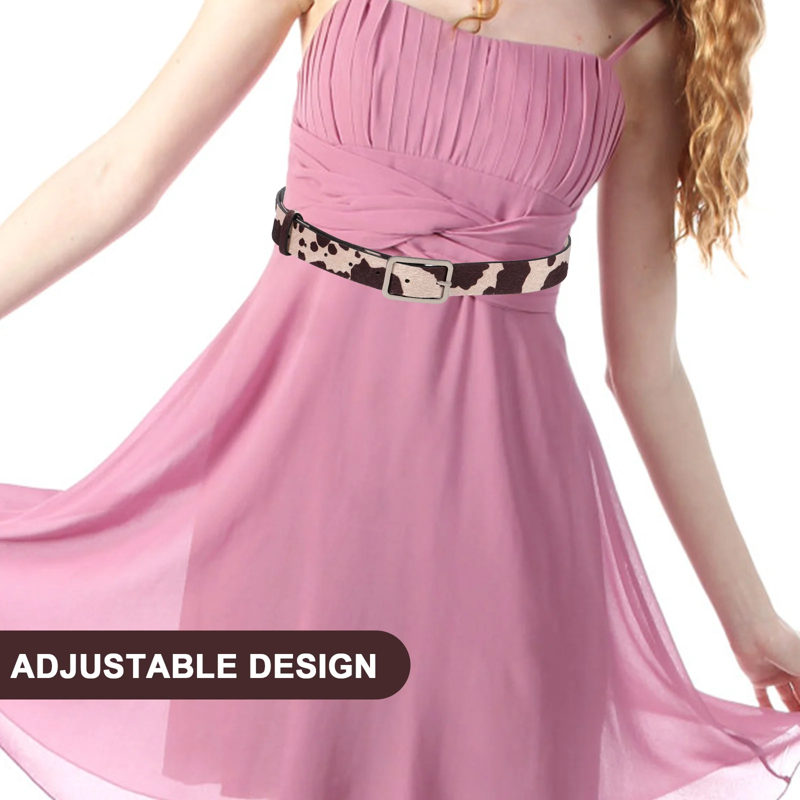 

PU Women Western Belts Adjustable Cow Print Belt Jeans Pants Lightweight Durable Stylish Accessorywestern for pants