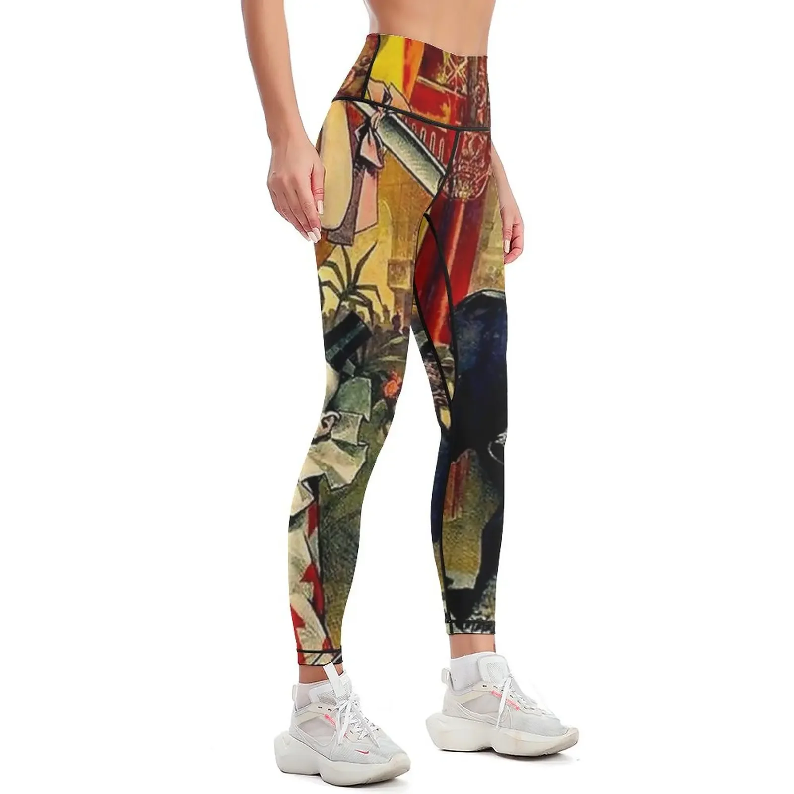 CIRCUS Vintage 1890 Circus Advertising Print Leggings Women's fitness gym pants Womens Leggings