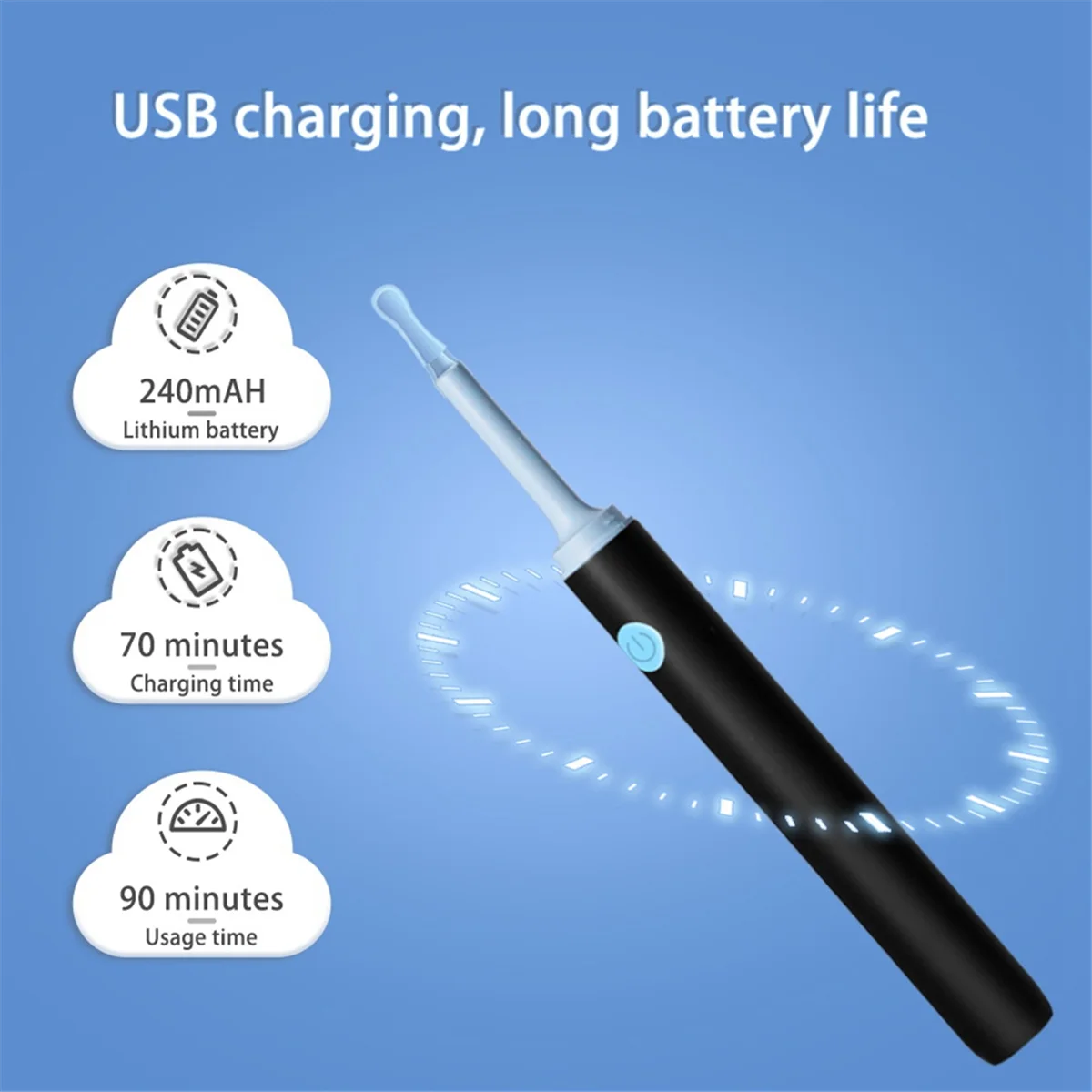 AD41-أداة إزالة شمع الأذن اللاسلكية المرئية مع كاميرا 6 قطع مصباح ليد منظار الأذن مجموعة عصا التقاط الأذن الذكية