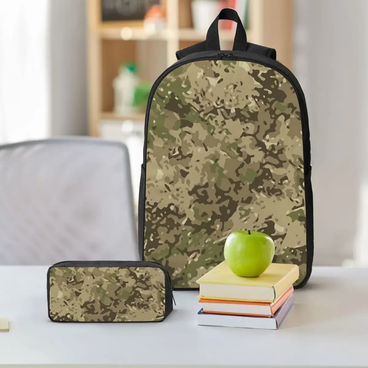 Multicam Military Trout Camo Backpack Boys Girls BookBag School Bag Computer Shoulder Bags 3ps Insulated Lunch Bag Pencil Case