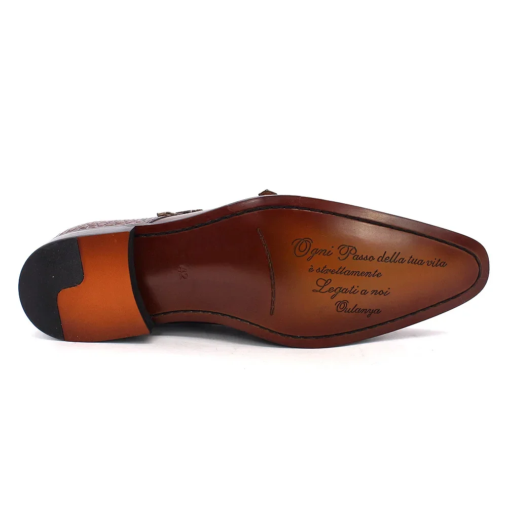 Classic Italy Style Men's Dress Shoes Size 6-13 Genuine Leather Suede Monk Strap Buckle Business Wedding Formal Shoes