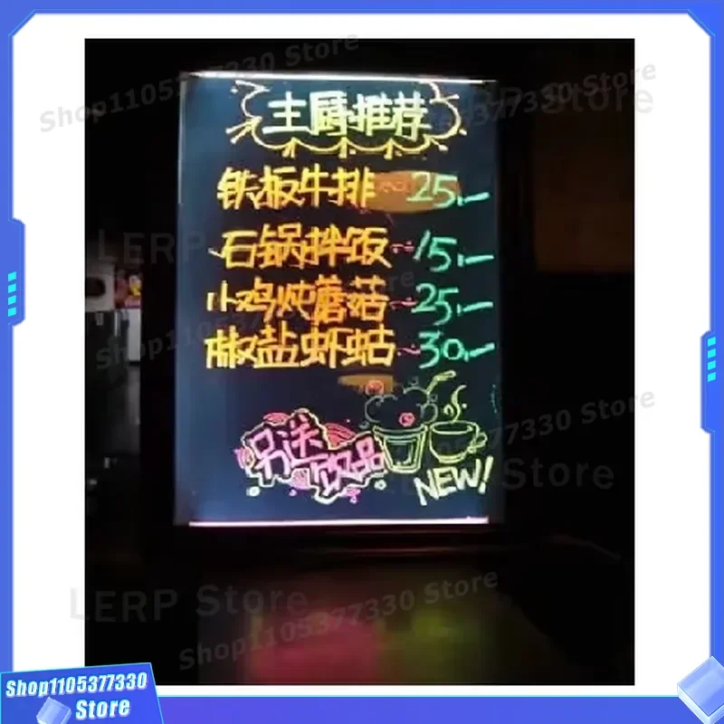 Full Color LED Acrylic Writing Board Luminous Aluminum Frame Flashing Message Display Eco Friendly Drawing Billboard for Shop
