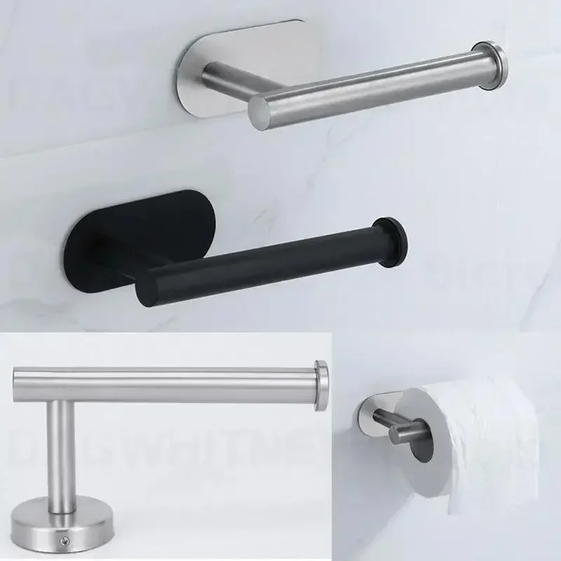 Self-Adhesive Stainless Steel Toilet Roll Paper Towel Toilet wall Mount Holder Organizers Punch-Free Rack Tissue Accessories U26